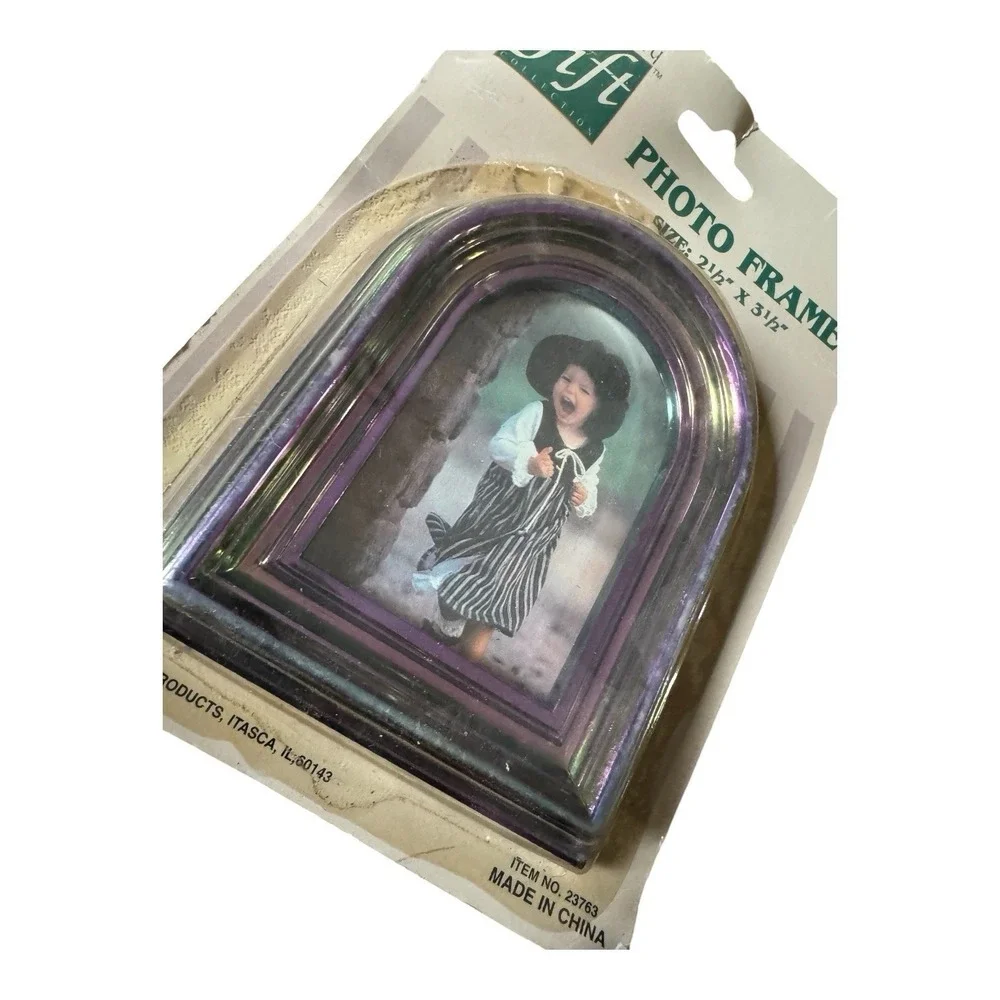 Vintage Old Country Gift Photo Frame Lot 2 Purple Iridescent Arch NOS Y2K Decor‎